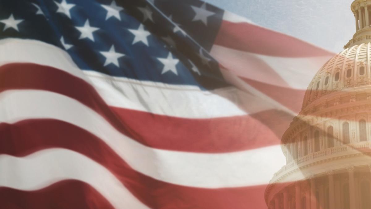 United States Flag Flown Over Capitol