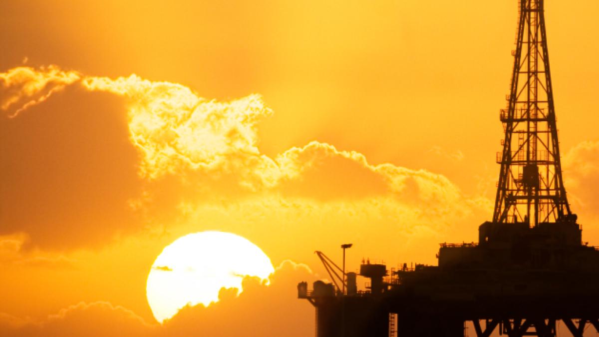 Oil rig and sunset