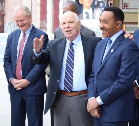 Congressman Mfume with Senators Ben Cardin and Chris Van Hollen at a Press Event